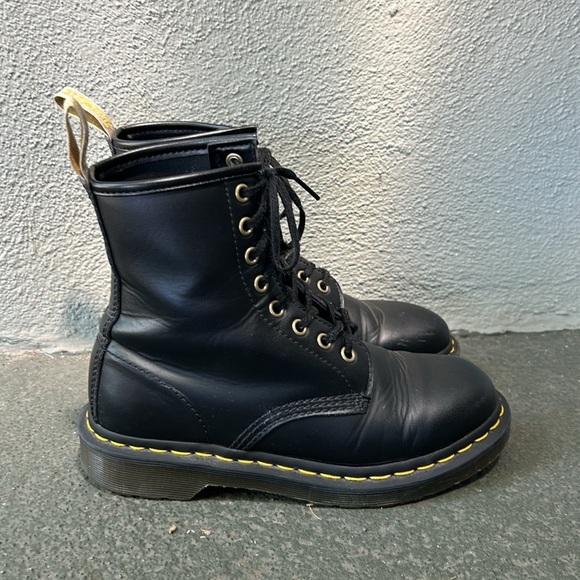 Dr. Martens Doc's Vegan Leather Black Boots 14045 Size US 7 Punk Goth Lace Up - Picture 3 of 12